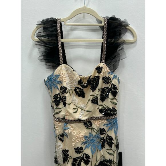 NWT Lulus Womens Show Stopper Cocktail Dress Floral Embroidered Beige Size XS - Picture 4 of 11